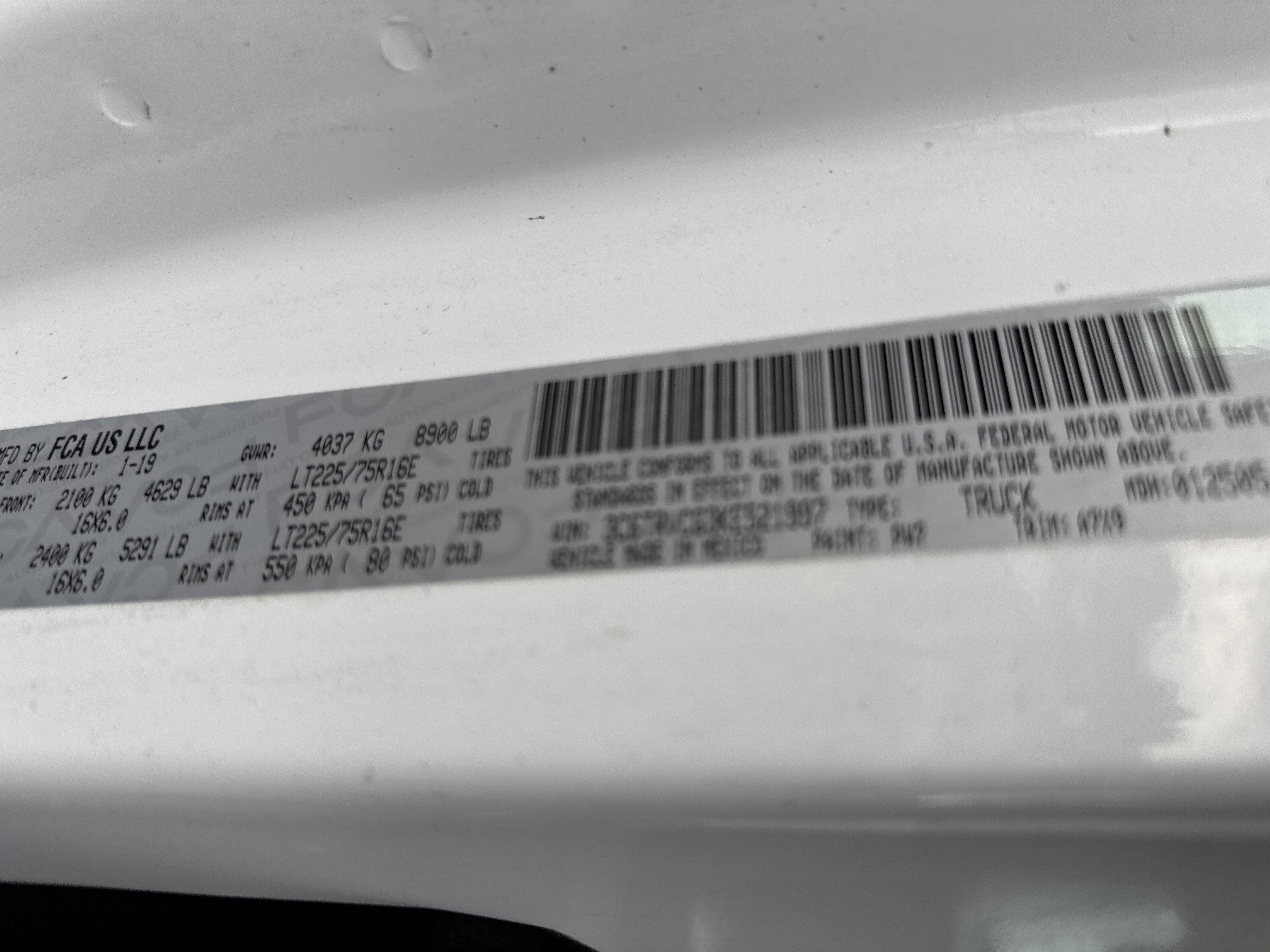 2019 RAM ProMaster Cargo Van Base